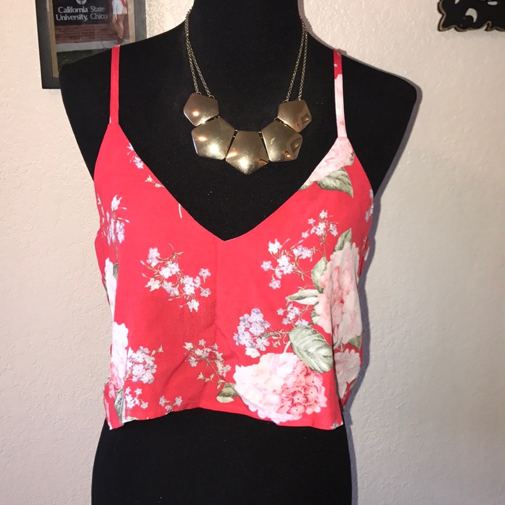 Vibrant floral crop top tank